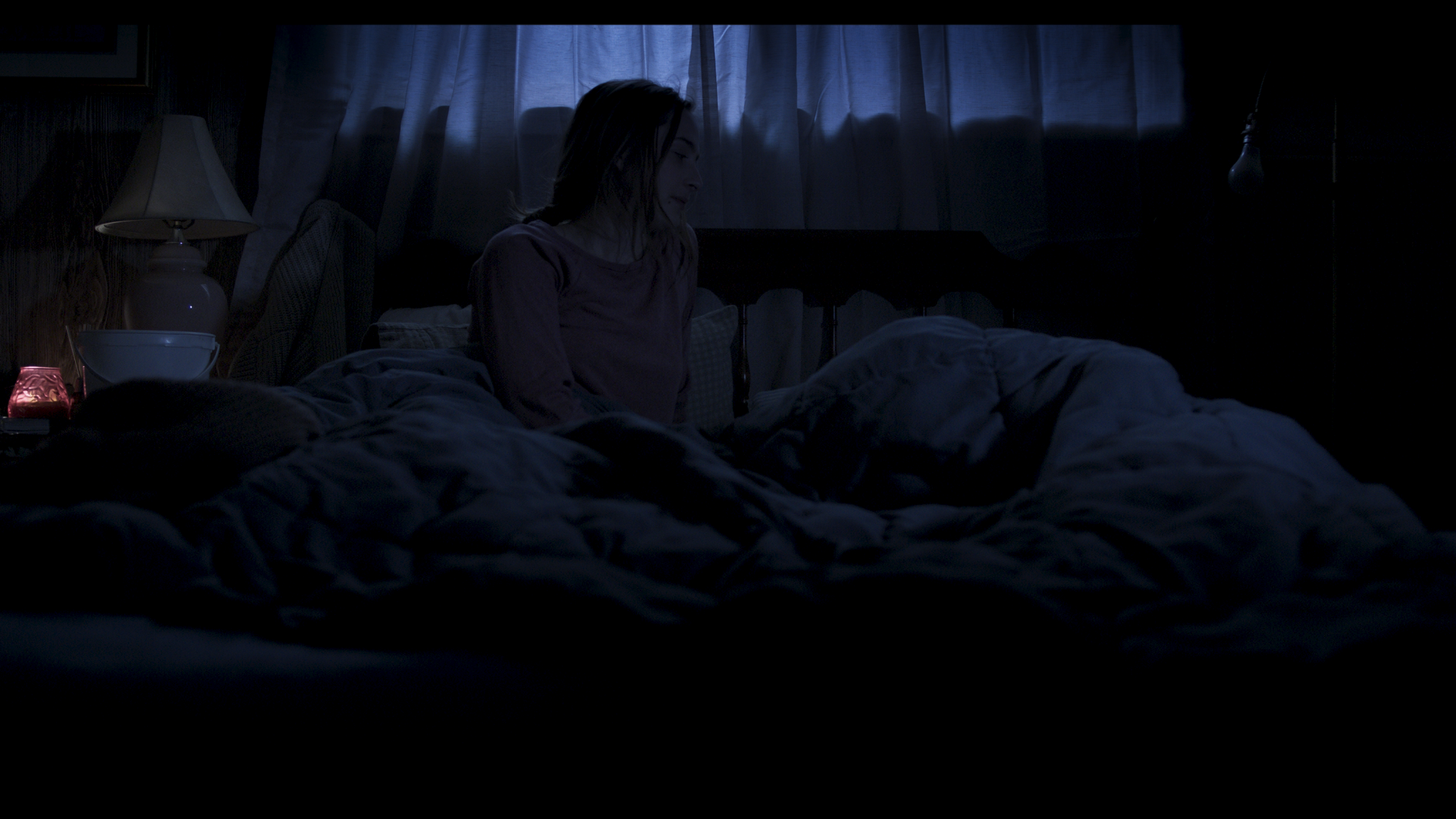 Bedroom scene night after color grading